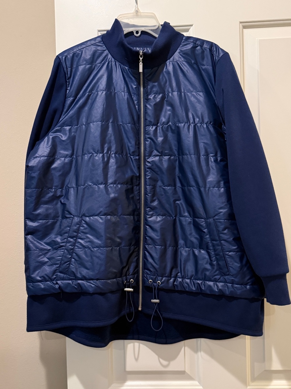 Chico's Blue Quilted Jacket with Zip